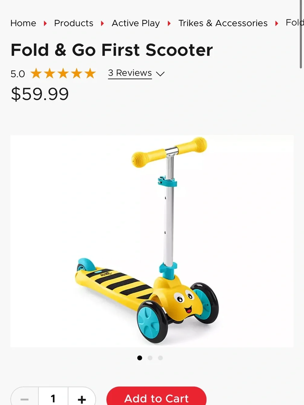 Fold & Go First Scooter - Yellow/Teal